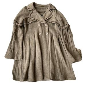 Carmen By Dance In Paris Peacoat Jacket Wool Tan Lined Sz Medium Winter Warm